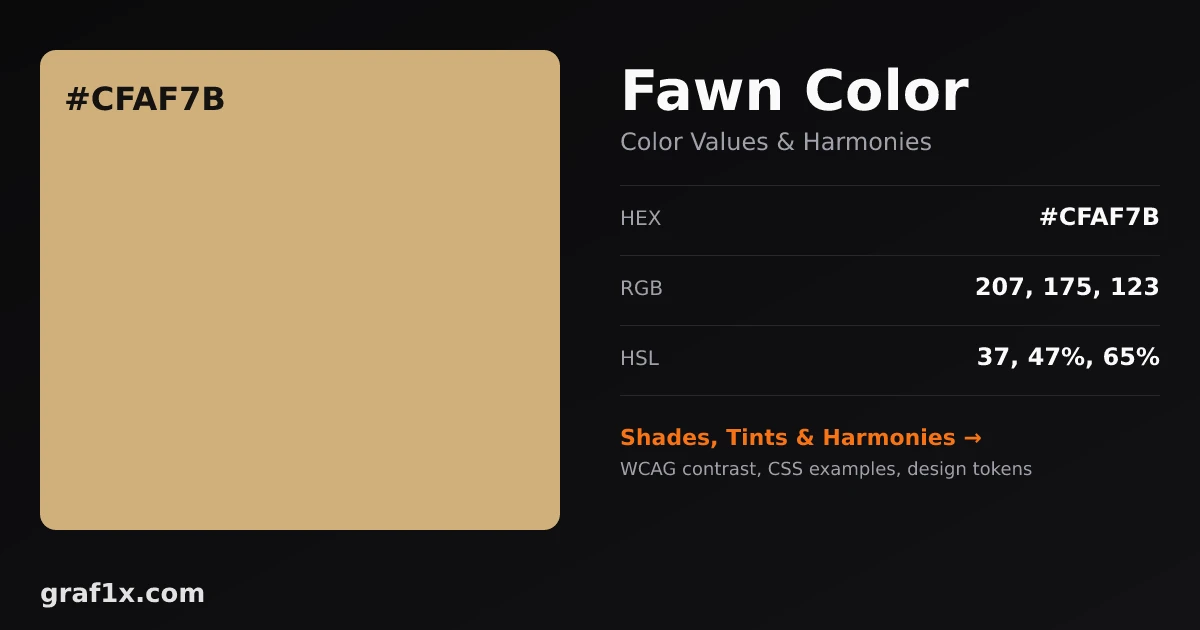 Fawn Color — #CFAF7B, RGB, HSL & Meaning — graf1x