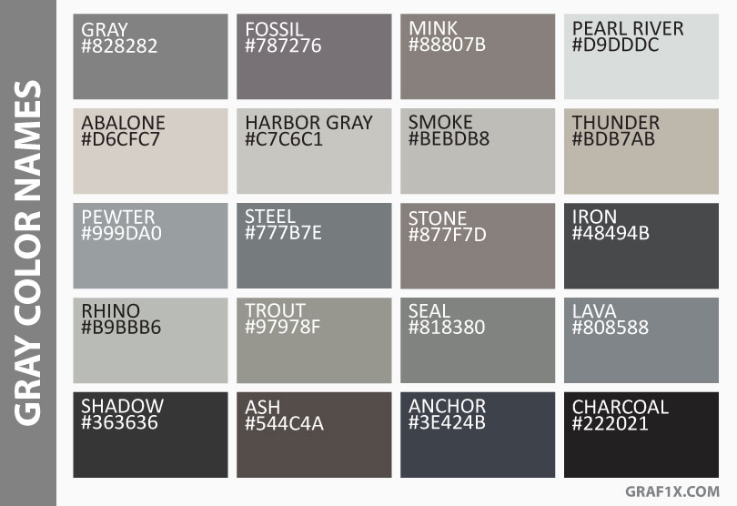 Printable Grey Color Chart