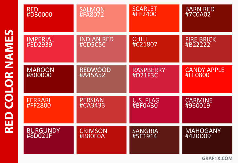 shades of red hex code