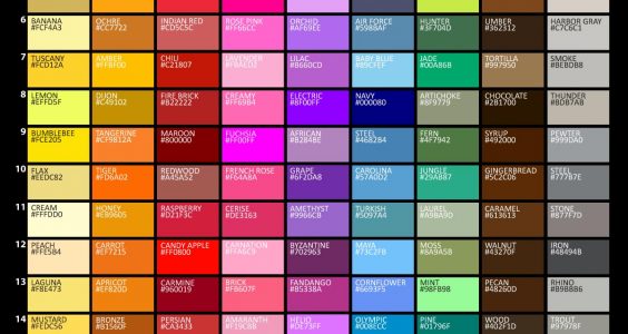 list of colors and color names