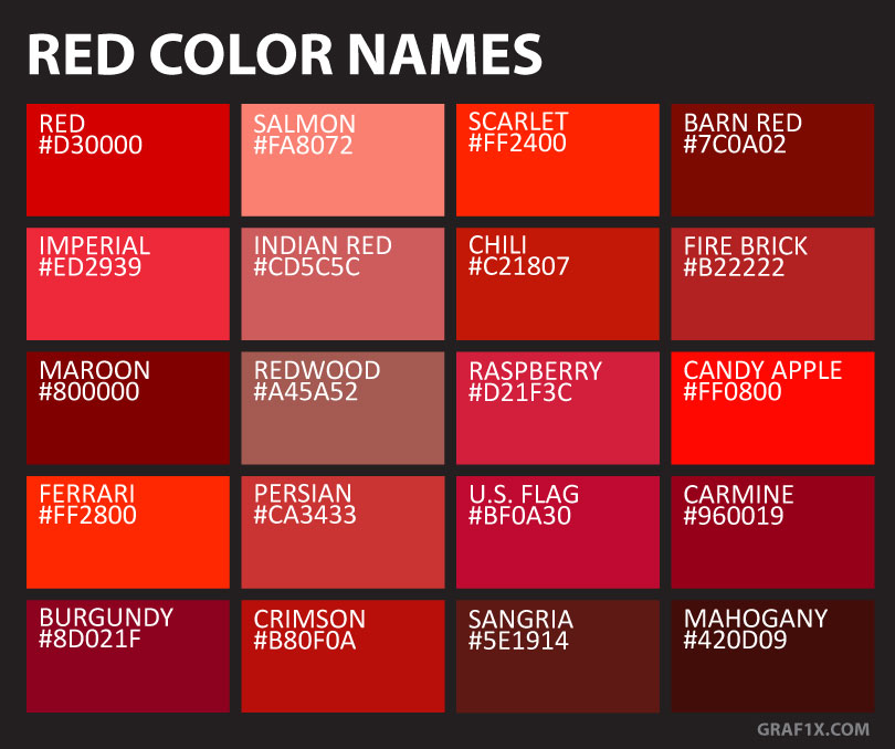Red Color Names – graf1x.com